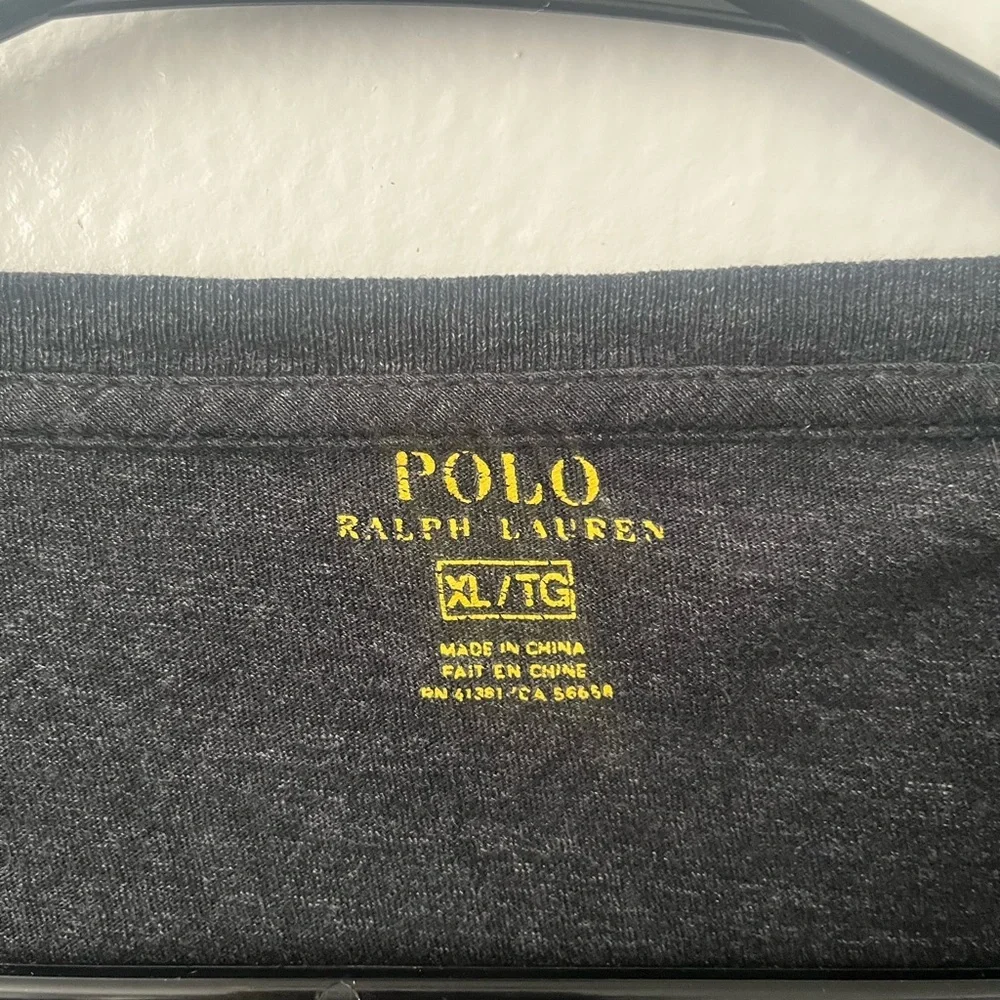 ✨Polo by Ralph Lauren Charcoal Long-Sleeve Crewneck with Red Polo Logo